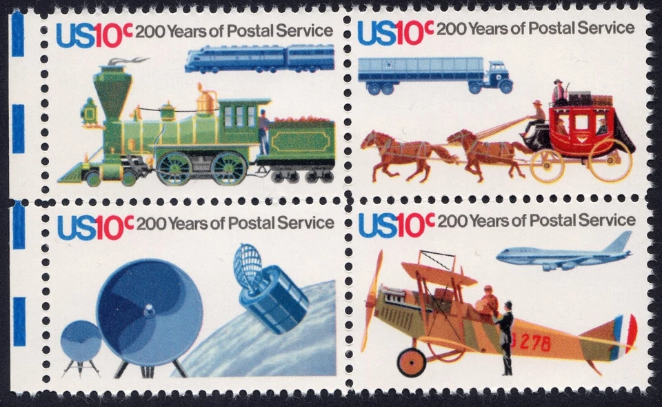 Scott #1575a Postal Service Bicentennial Block of4 Stamps - MNH Loco 1st - Image 1 of 1