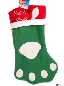 Hayes Deluxe Plush Santa Paws Cat or Dog Gift 17" Pet Stocking, Green Red White - Picture 1 of 2