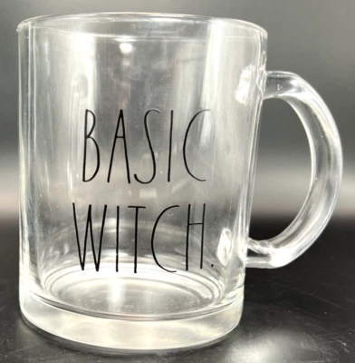 New Rae Dunn BASIC WITCH Clear Glass Mug for tea/coffee & more 18oz - Image 1 of 4