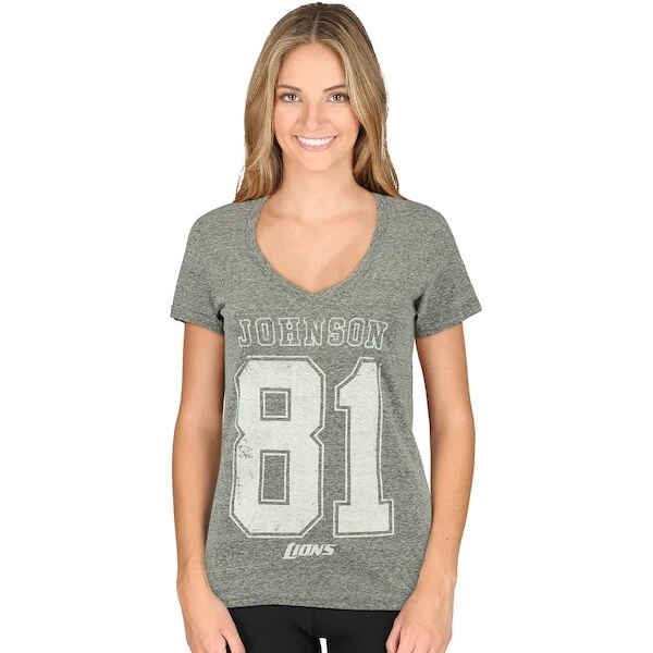 Calvin Johnson Detroit Lions Majestic Mujer Gris Pequeño Foto 1 de 1