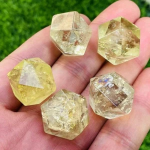 5pz Quarzo Citrino Naturale Dodecaedro Cristallo Esemplare Guarigione - Foto 1 di 12