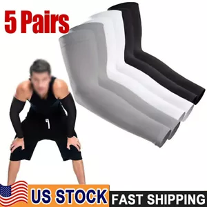 5 Pairs Cooling Arm Sleeves Cover UV Sun Protection Sports Outdoor For Men Women - Picture 1 of 19