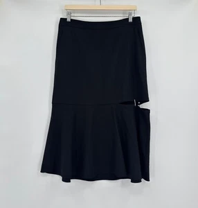 Tibi Damen schwarz Cutaway Detail Rüschen Saum Midi A-Linie Rock Gr. 12 - Bild 1 von 6