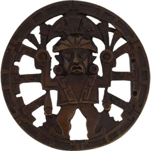 Mayan Aztec Mexican Mexico Sun God Tiki Face Hippie 1970s Vintage Belt Buckle - Picture 1 of 5