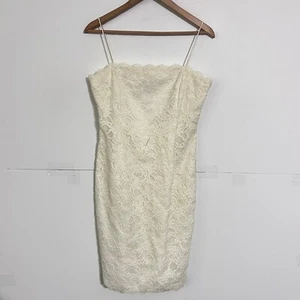 Vintage 80s 90s Jones New York Womens Lace Strapless Dress Size 6 Beige - Picture 1 of 6