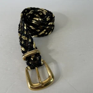 VtG 1970’s 80’s Braided Faux Leather & Velvet Gold & Black Velvet Fits To 34” W - Picture 1 of 13