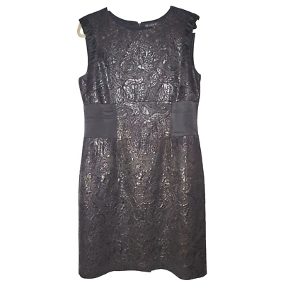 Vestido Antonio Melani Brocado Jacquard Sin Mangas Corto Seda Metálico Negro 14 Foto 1 de 4