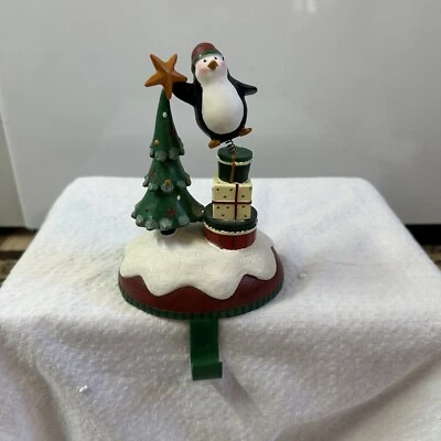 Penguin Snow Days Stocking Holder Jessica Flick Cute Penguin on A Spring - Image 1 of 4