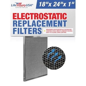 LifeSupplyUSA (18x24x1) Aluminum Electrostatic Air Filter Replacement Washable - Picture 1 of 5