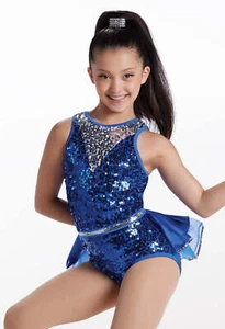 Dance Costume Weissman Inter Child 6x-7 Royal Blue Sequin Jazz Tap Clogging - Picture 1 of 3