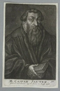gravure portrait Caspar SAUTER pasteur 1593 18ème XVIII engraving 18th C. - Imagen 1 de 2