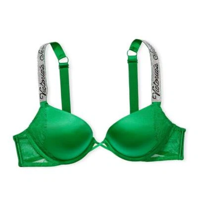 Victoria's Secret Bombshell Push-Up Shine Strap Bra 32D *Verdant Green* NEW! - Image 1 of 3