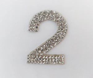 Selbstklebende ZAHL /2/ Glitzer Patches 1,5"Zoll 3,8cm Spitzboden Point back - Picture 1 of 3