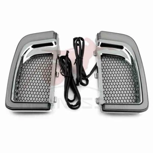 Chrome LED Fairing Lower Grills Turn Signal Running Light Fit For Harley Touring - Bild 1 von 9