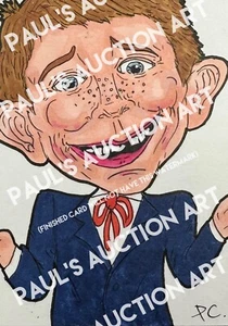 Stampa cartolina d'arte Paul's Auction ""Mad Alfred E. Neuman"" firmata dall'artista PC Cicoria - Foto 1 di 2