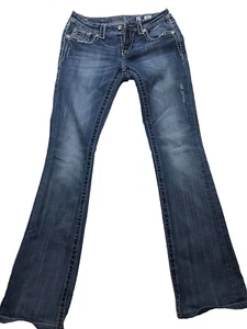 *Miss Me Jeans Womans Size 27 JS5777B Bootcut 5 Pocket Rhinestone Studded Denim - Picture 1 of 13