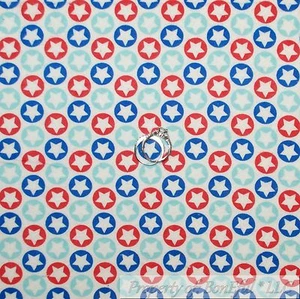 BonEful Fabric FQ Cotton Flannel Quilt White Red Blue American Star Small Stripe - Picture 1 of 12
