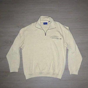 Vintage Pendleton Sweater Mens Large Yellow Quarter Zip Pullover - Picture 1 of 9