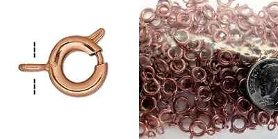Clasp, 144 Copper Plated Brass 6mm Spring Ring Clasps with 3mm Open Ring * - Image 1 of 4