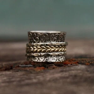 Spinner Ring 925 Sterling Silver Handmade Statement Woman Ring All Size SH237 - Picture 1 of 9