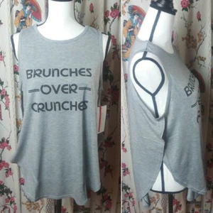 Ellen Tracy Active sportliches Tanktop "Brunches Over Crunches" grau - Bild 1 von 4