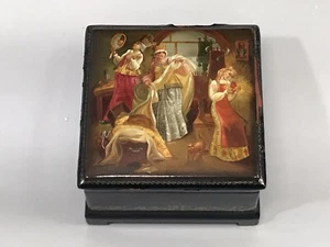 Vintage russisches Lackkasten Prinzessin Kleid, signiert und datiert - Bild 1 von 19