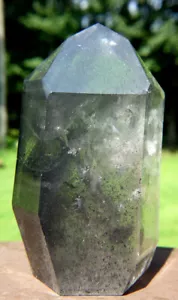 Cristal de canalización de cuarzo fantasma negro grande ~ pulido - Imagen 1 de 12