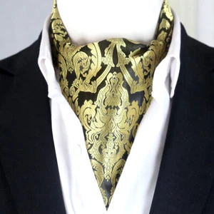 Corbata Ascot negra con oro real - Imagen 1 de 1