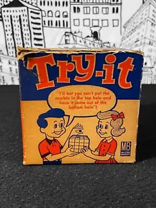 Vintage 1960 TRY IT! Milton Bradley Puzzle Cube Marble Skill Game ORIGINAL BOX - Picture 1 of 15