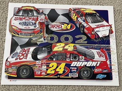 Póster Jeff Gordon Sam Bass NASCAR 2001 2002 200 años Lowes Lion 24 x 18 1024 Foto 1 de 4