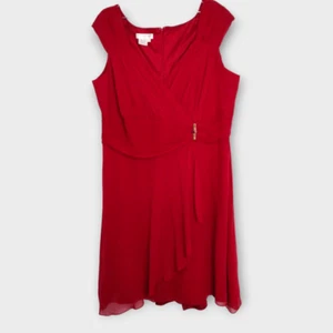 Maggie London Womens Dress Sz 22 Red Silk Chiffon Wrap Plus Jewel Sleeveless - Picture 1 of 14