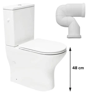 Erhöhtes Stand WC spülrandlos 48cm Spülkasten Softclose WC-Sitz Anschlussbogen - Bild 1 von 14