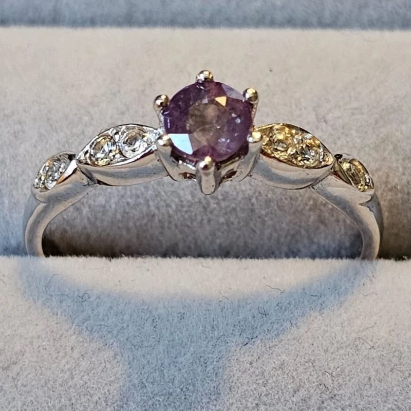 Color Change Natural Alexandrite Doublet & White Topaz 925 Silver Engagement — 第 1/4 张图片