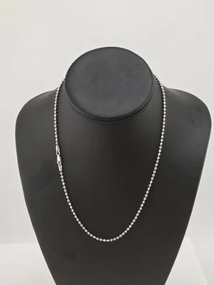 BEAD CHAIN STERLING SILVER 925 NECKLACE 18" INCHES 2MM 8.0 GRAMS - Image 1 of 4