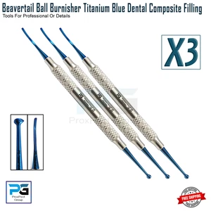 Burnidor de bolas cola de castor titanio punta azul relleno dental amalgama X3 - Imagen 1 de 10