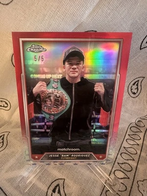 2024 Topps Chrome Boxing Jesse “Bam” Rodriguez 5/5 Red-Multi Belt Champ 🔥 🔥🔥 - Image 1 of 4