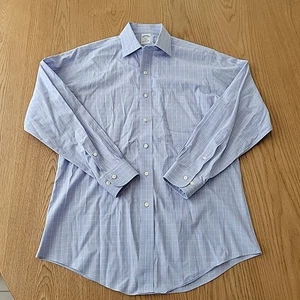 Brooks Brothers Men’s 346 Slim Fit 15.5 2/3 Blue Red Checks Non-Iron Shirt - Picture 1 of 13