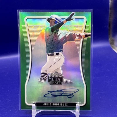 2020 Leaf Metal Draft Julio Rodriguez Auto #BA-JR1 Green 6/10 - Image 1 of 2