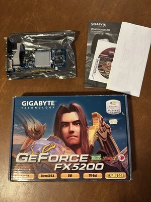 Gigabyte Nvidia FX 5200 128mb Agp Graphics Card w/ Box & CD - Image 1 of 4