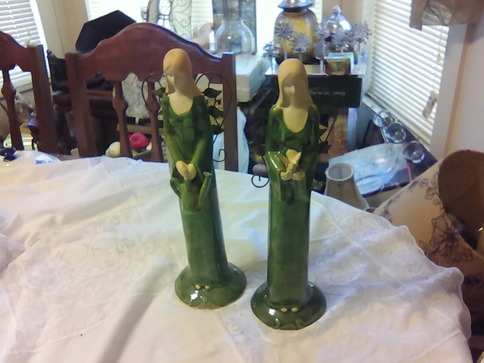 Набор из 2 садовых ворот дизайн зеленые садовые ангелы с металлическими крыльями - Изображение 1 из 4