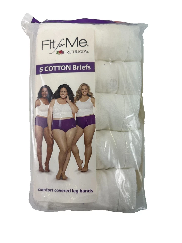 Fit for Me Fruit of The Loom 5 Cotton White Briefs Women's Size 12