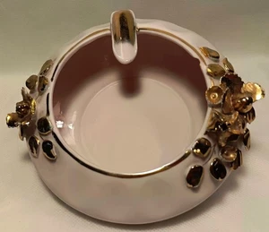 Vintage LEFTON China ASH TRAY Hand Painted PINK+GOLD Japan 5.5"round - Picture 1 of 8
