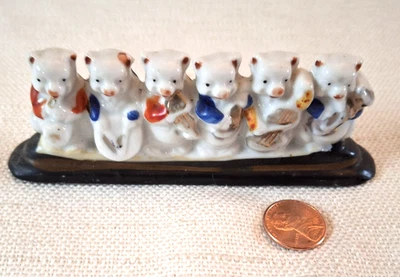 Vintage Miniature 6 Pig/Piggy Musical Band~Porcelain~43/4 X  1-7/8"~JAPAN - Image 1 of 4