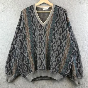 Vintage St. Croix Knits Men's V Neck Sweater Geometric Wool Blend Medium - Picture 1 of 10