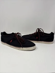 Polo Ralph Lauren Hanford 13D Black Red Canvas Shoes Mesh Suede - Picture 1 of 16