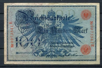 Germany 1908 • 100 mark • P# 33  red seal • VF (N-1827) Allemagne - Image 1 of 2