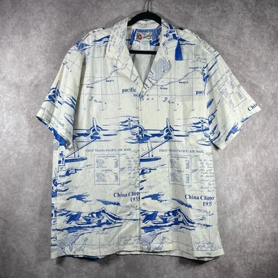 VTG Hilo Hattie China Clipper 1935 Pan Am Flying Boat Aviation Airplane Shirt XL - Image 1 of 4
