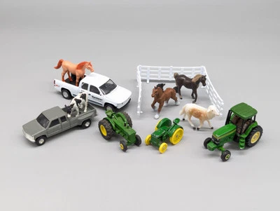 Lote de picapes Erlt John Deere 1:64 1:87 tratores de metal fundido animais de fazenda cerca caminhões - Imagem 1 de 4