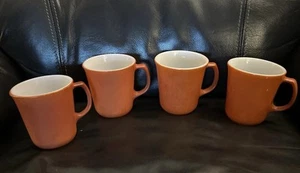 Set of 4 Vintage PYREX Corning Burnt Orange Rust Brown Coffee Cups Mugs D Handle - Picture 1 of 13