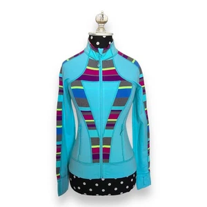 Ivivva Girls Jacket Sz 10 Perfect Your Practice Angel Blue Rocky Stripe Multi - Picture 1 of 8